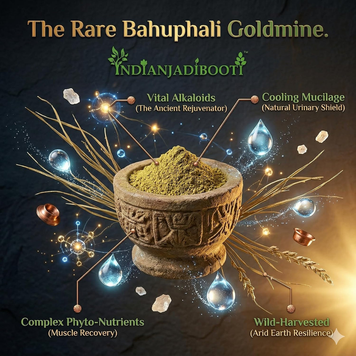 IndianJadiBooti Kurand Grass Powder (Bahuphali/Corchorus Depressus) – Raw Ayurvedic Herb for Natural Vitality, Stamina & Urinary Support – Helps Combat Fatigue & Internal Heat | 3 Packs of 900 Grams