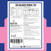 BLUE TEA - She Balance Tea - 30 Tea Bags - Plant Based | PCOS & PCOD RELIEF | Helps in Balancing Hormones - Reduces Facial Hair | Caffeine Free - Herbal Tea | Ziplock Pack