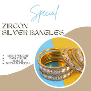 NMII Stylish Metal with AD Diamond Bangles Kada Set For Women & Girls | Premium Gold Plated Bangles | Kada Set For Women | Metal Bangles | Fashionable Bangles For Wedding, Party, Daily- Set of 12