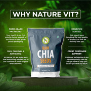 NatureVit Raw Chia Seeds 1 Kg | Superfood for Eating | Rich in Omega-3, Fiber & Protein | Ideal for Weight Loss, Digestion & Energy | Gluten-Free & Vegan