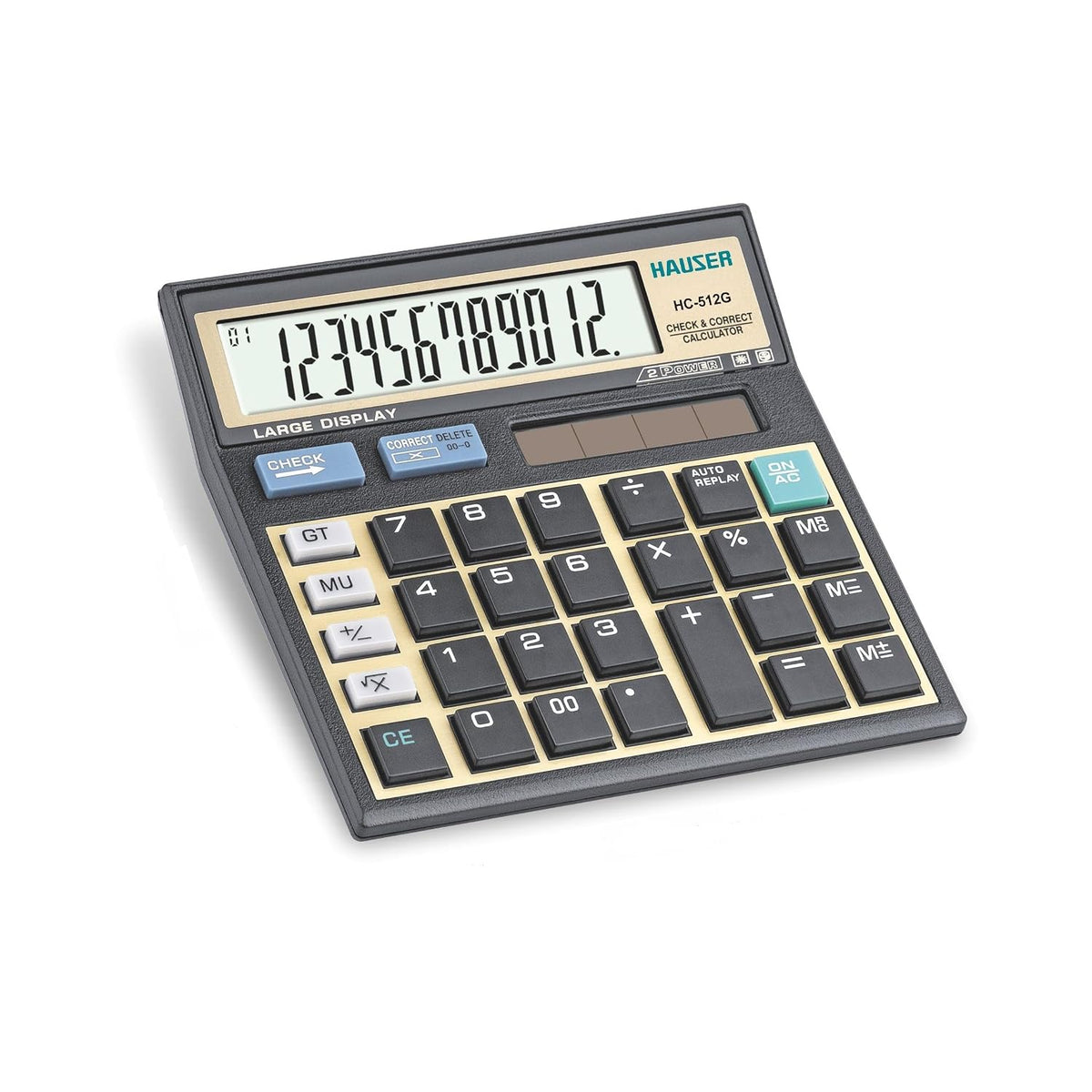 Hauser HC-512G Desktop Series Electronic Calculator | 12 Digits Calculator | Best Key Layout | Mark Up with GT Keys | Big Display & Memory | Dual Power | 112 Steps Check & Correct | Grey, Pack of 1