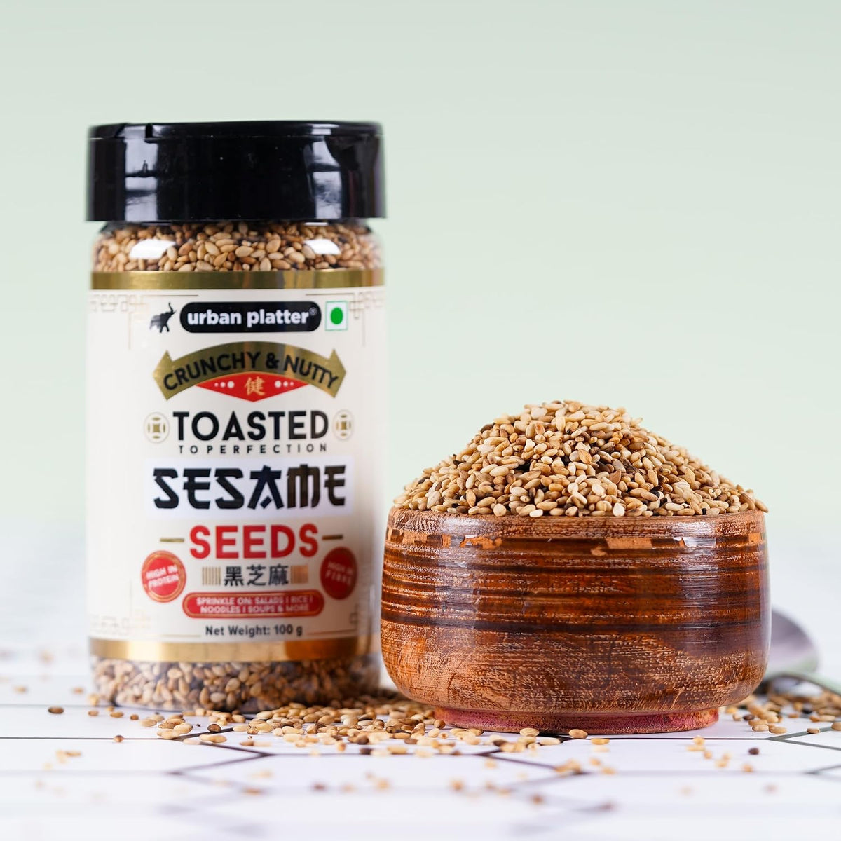 Urban Platter Toasted Sesame Seeds, 100g (Nutty & Crunchy | Toasted to Perfection | High in Protein | High in Fibre | Sprinkle on Salads, Rice, Noodles, soups, etc.)