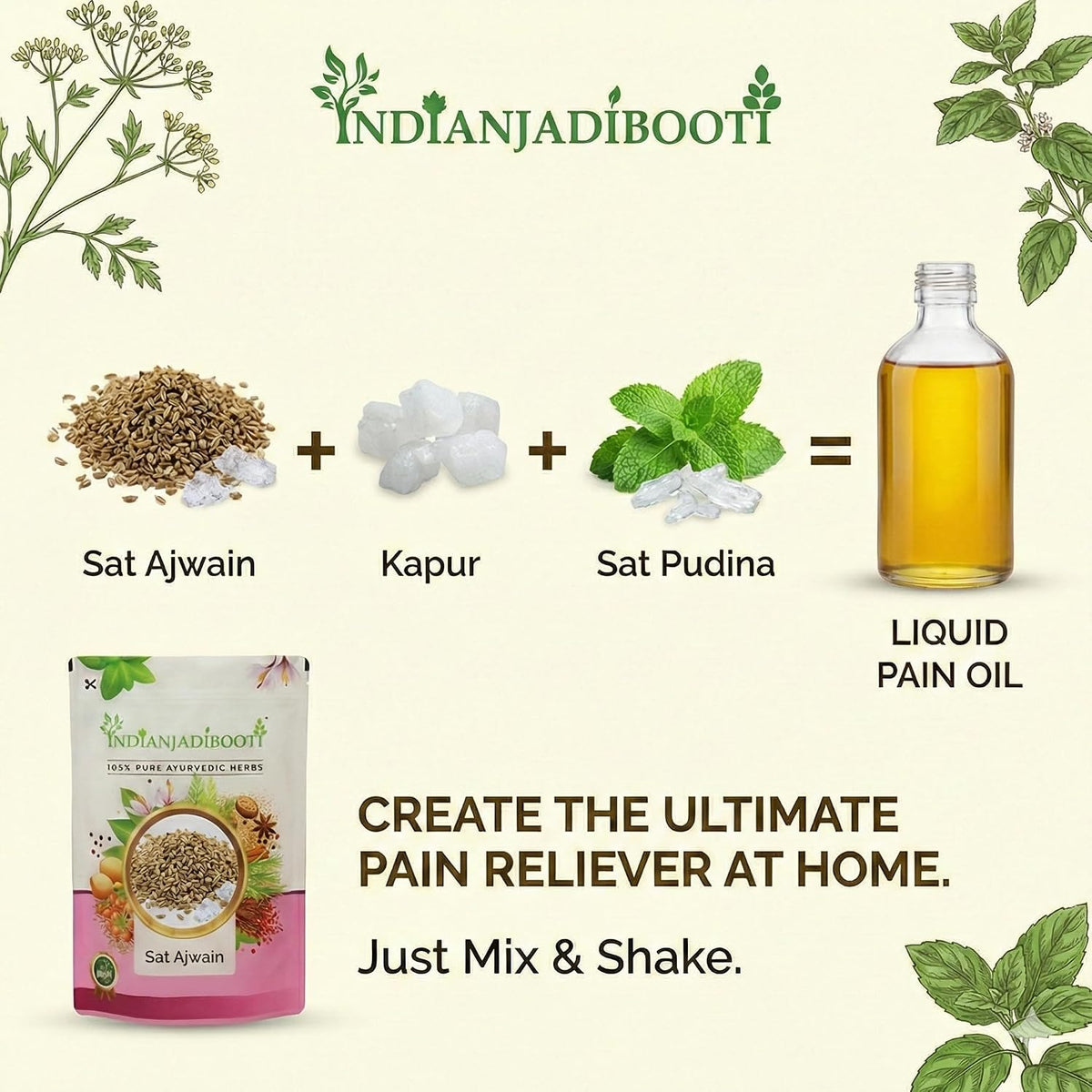 IndianJadiBooti Sat Ajwain (250g) | Pure Thymol Crystals | Ajwain Ka Sat | Natural Ayurvedic Extract from Trachyspermum Ammi | For Digestive Support, Steam Inhalation & DIY Wellness | Highly Potent