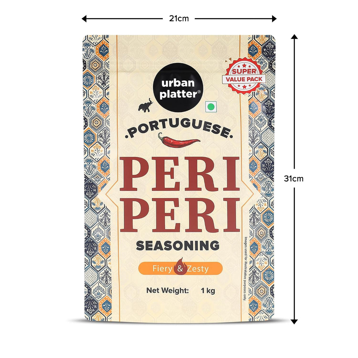 Urban Platter Portuguese Peri Peri Seasoning Mix, 1Kg (an All Purpose Seasoning, Perfect for Pop Corn, Pasta, Fries Seasoning | Dairy-Free) [HoReCa Pack]