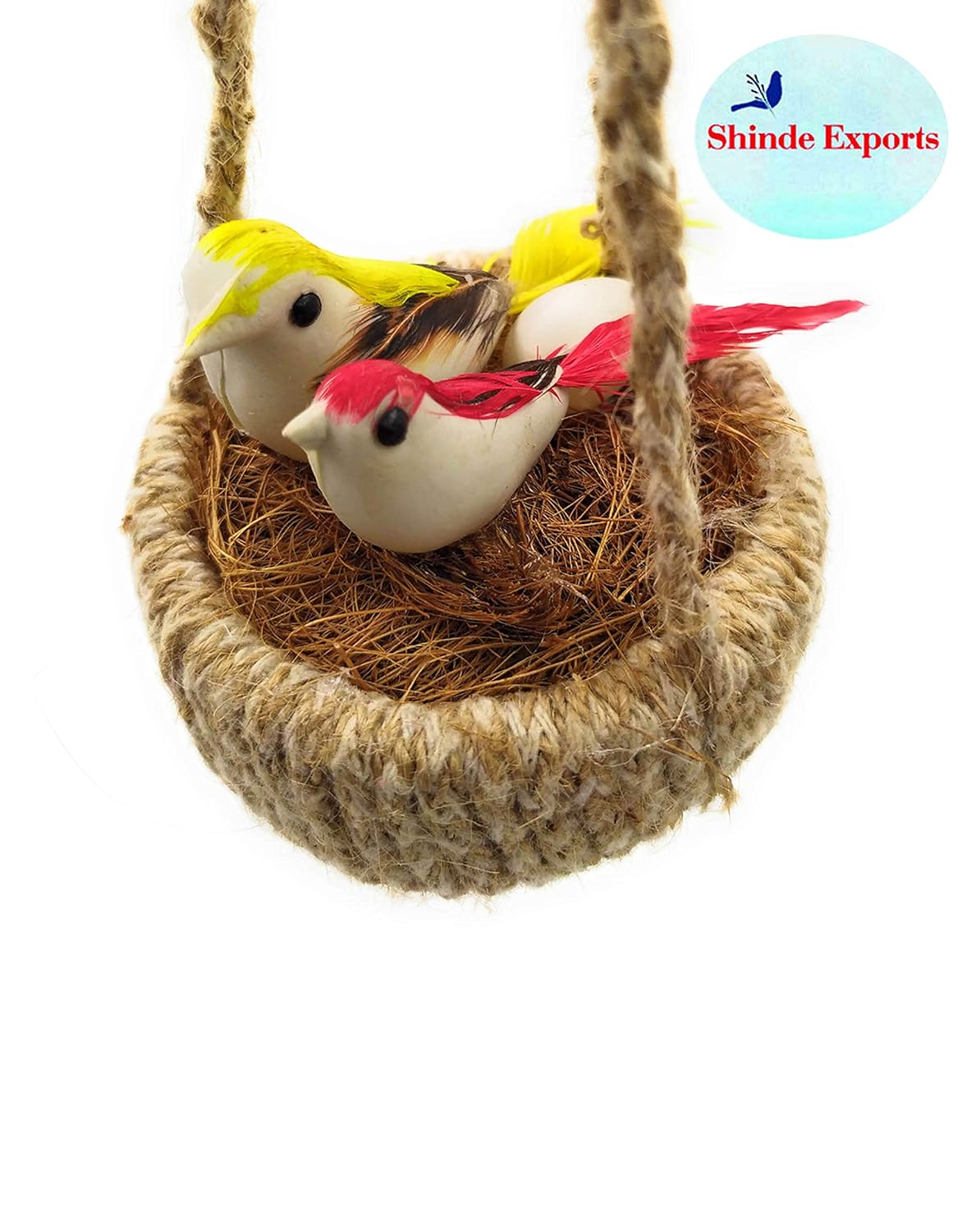 SHINDE EXPORTS Decorative Artificial Birds Nest Hanging Made of Natural Grass Best for Balcony Home Decor and Gifting (Design 9)