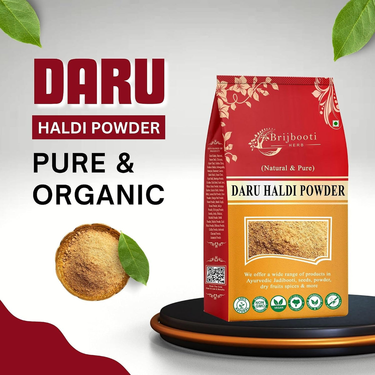 BrijBooti Daru Haldi Powder (200 gm) | Berberis aristata | Indian Barberry Daru Haldi Chaal Powder