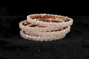 NMII Traditional Pearls Alloy Metal Bangles For Women and Girls | Stylish Women's Bangles Bracelet | White Moti Bangles Set | Trendy Bangles For Wedding, Party, Function, Daily- Set of 4