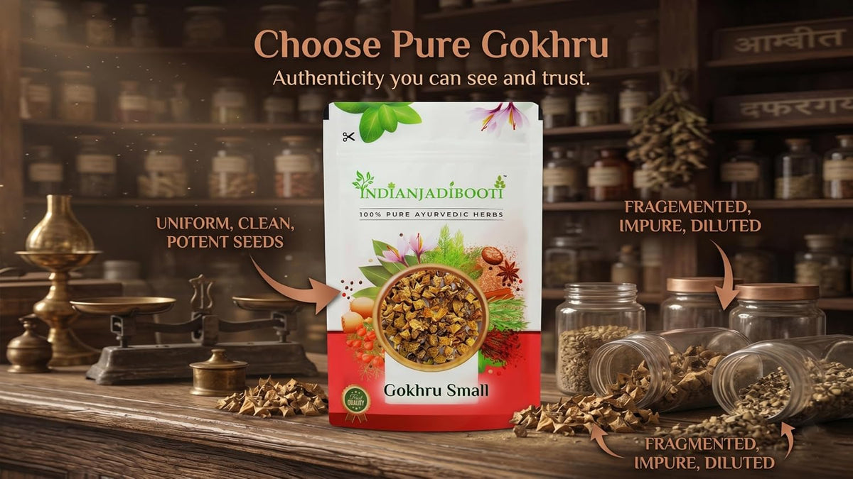 IndianJadiBooti Pure Gokshura (Tribulus Terrestris) 2700g | Premium Ayurvedic Supplement for Physical Endurance, Muscle Support & Athletic Performance | 100% Natural, Non-GMO, Vegetarian | FSSAI Licensed