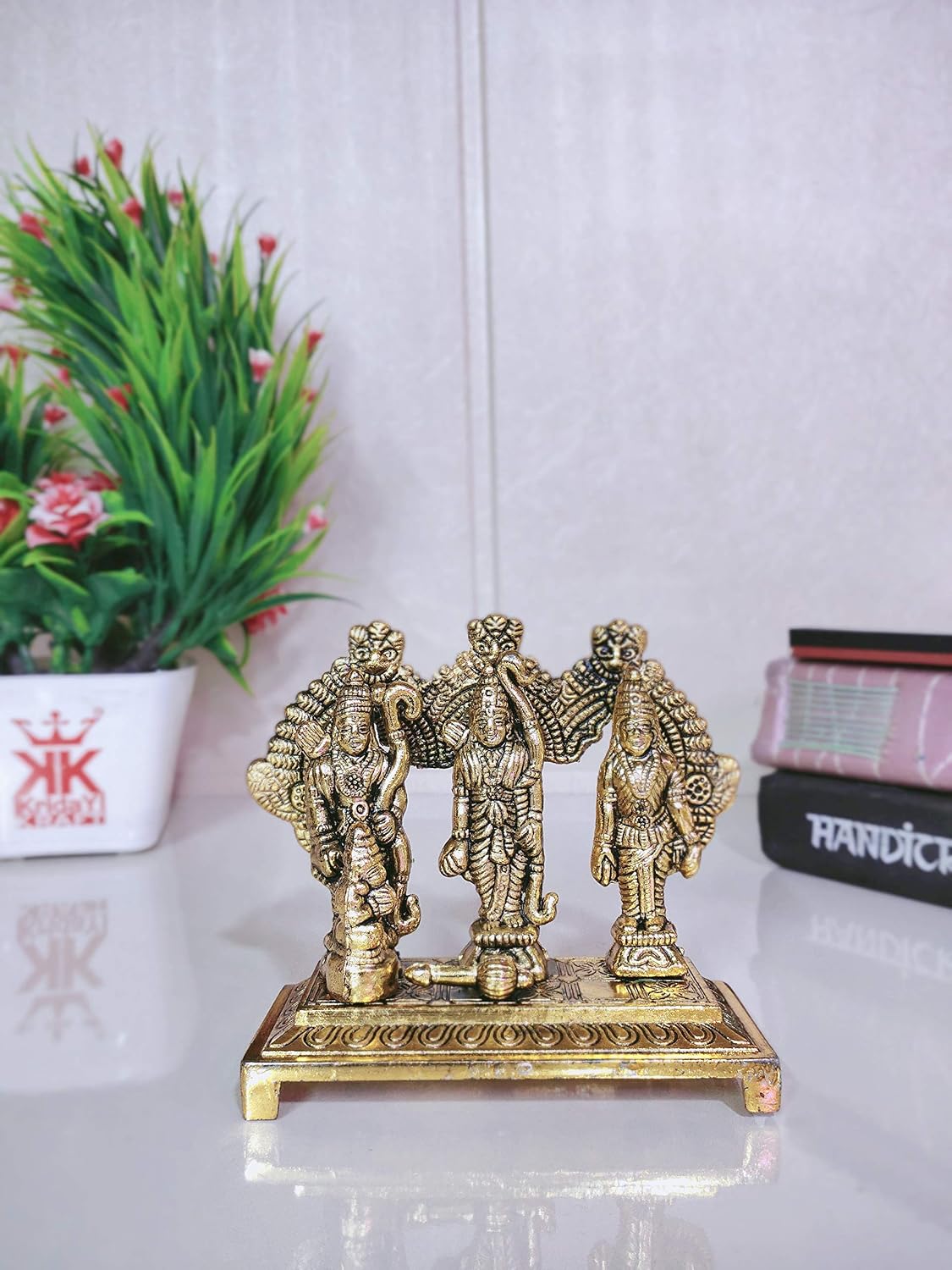 KridayKraft Prince Home Decor & Gifts Metal Idol of Shri Ram Darbar with Antique Look for Home Temple and Gifts