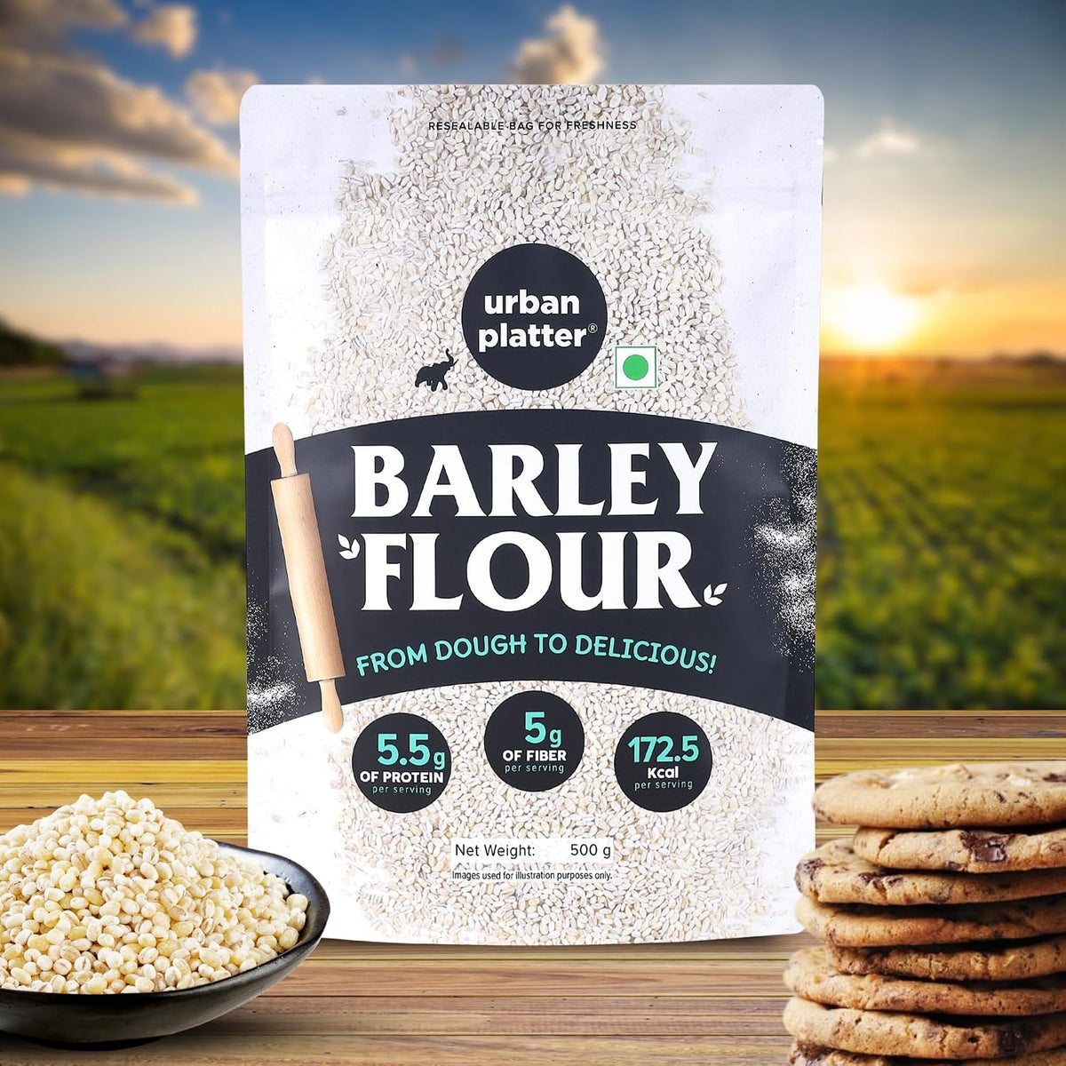 Urban Platter Barley Flour, 500g (High-Fiber | Stone-Ground | Ideal for Baking, Rotis & Traditional Recipes)