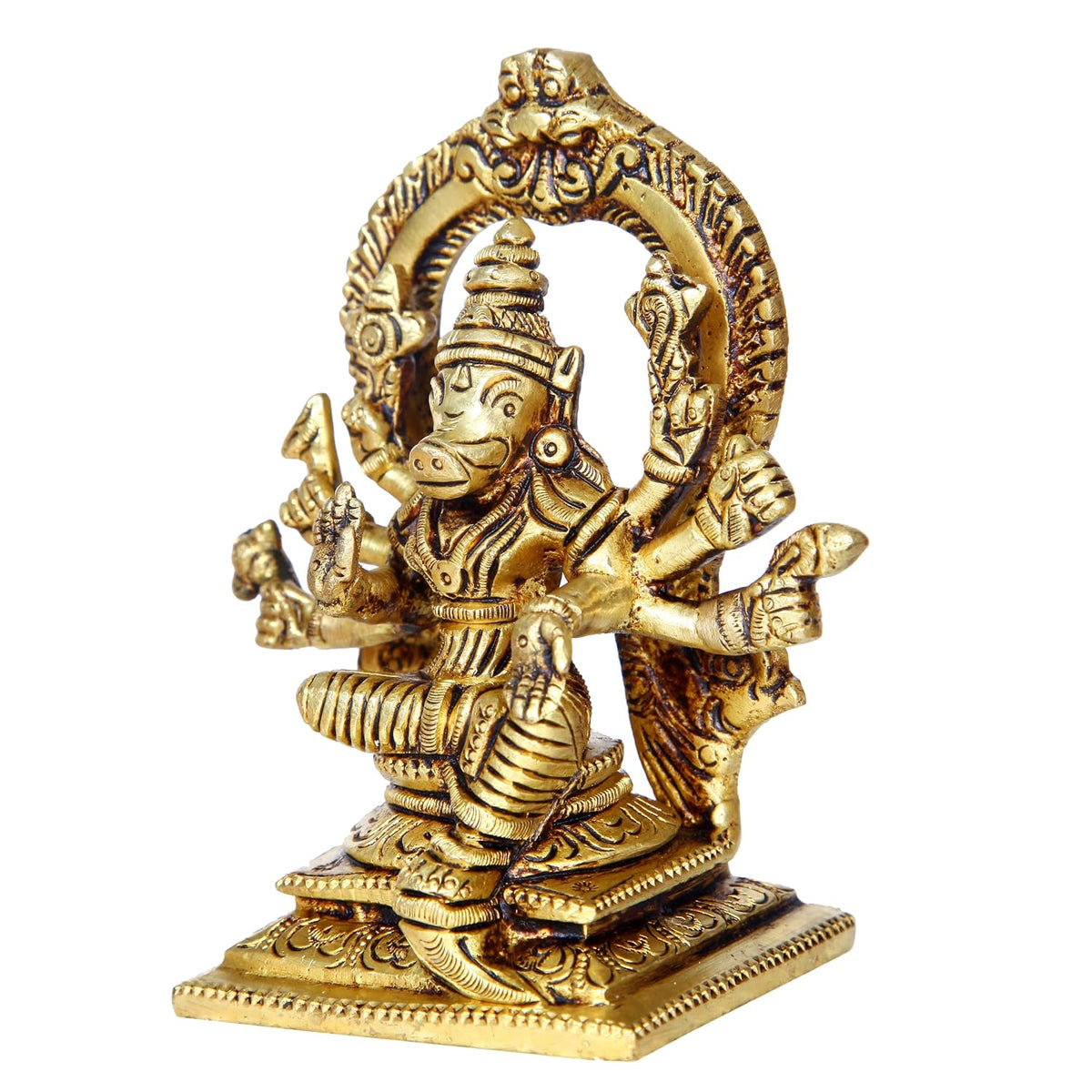 Aalayam Selveer Varahi Amman Statue with Thiruvachi | Varahi Amman Silai with Thiruvachi | Varahi Amman Brass Statue with Thiruvachi 11.5cm Height Brass Gold Colour 1 Piece