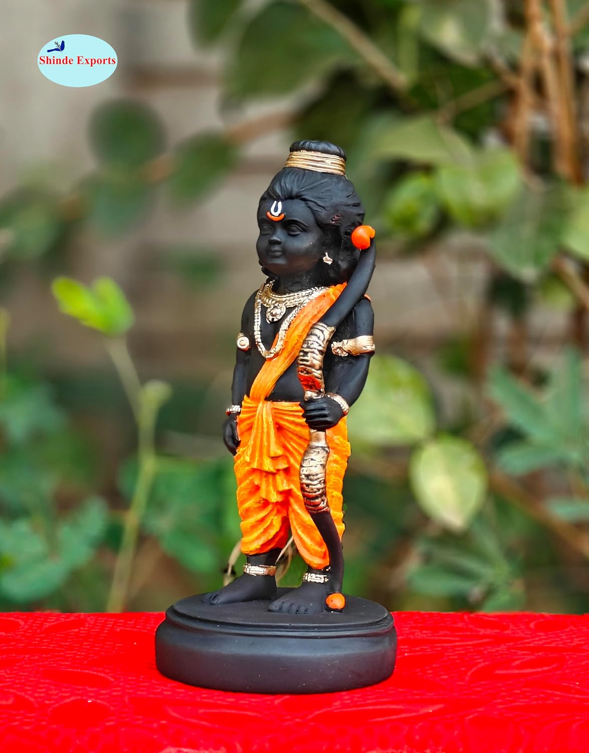 SHINDE EXPORTS shri ramlala murti ram Marble Idol ayodhya for Home décor Gift Pooja Small Size 7 inches Statue (Orange Dhoti)