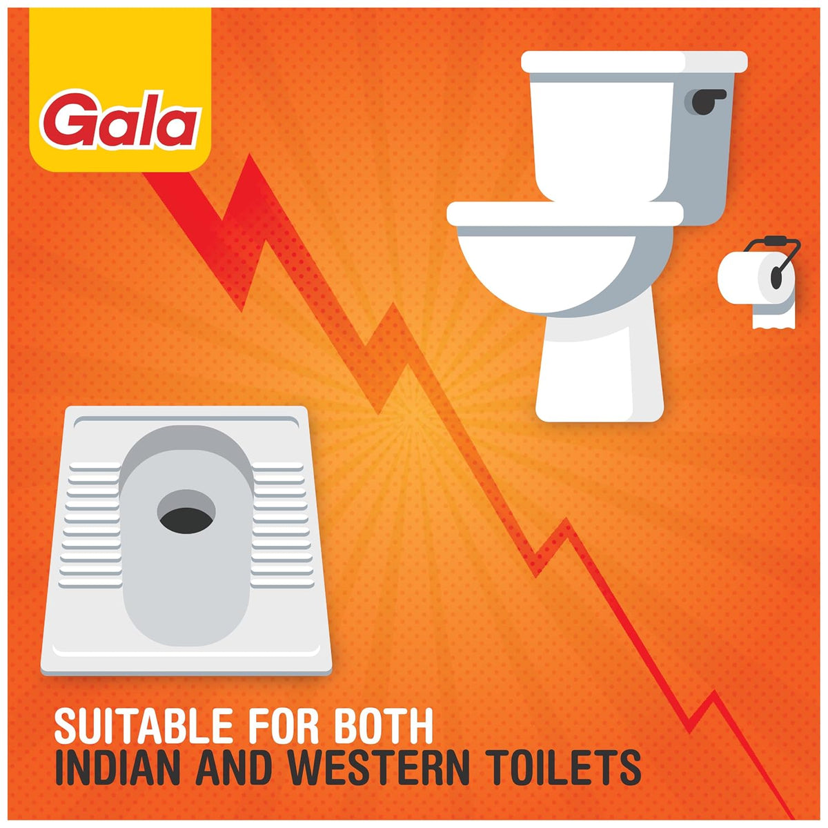 Gala Double Hockey Shape Toilet Cleaner Brush with Holder Stand, Toilet Cleaning Brush for Western and Indian Toilet, Bathroom Brush for Toilet Cleaning (Gray,Pack of 1)