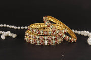 NMII Traditional Metal Bangles Set For Women & Girls with Golden Zircon Stones & Multicolour Finish | Designer Rajwadi Design Kangan | Premium Girls' Bangles Kada Set Wedding, Party, Festive- Set of 4