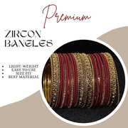 NMII Metal With Zircon Gemstone Studded Glossy Finished Traditional Bangle set for Women and Girls