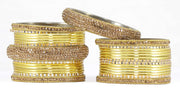 NMII Traditional Plain Metal Bangles with Golden Zircon Stone For Women & Girls | Chuda Set For Bridal Women Wedding, Party, Occasion | Golden Chuda | Metal Bangles For Women- Set of 30