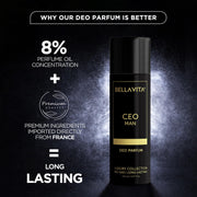 Bella Vita Luxury Ceo Man Body Parfum No Gas Liquid Deodorant Combo|Office Wear Deo For Male With Long Lasting Notes Of Tonka, Woody, 150Ml Each