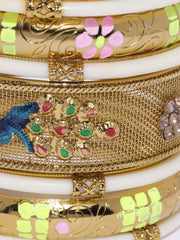 Priyaasi Set of 7 Gold-Plated Peacock Inspired Meenakari Bangles