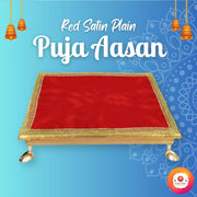 Bhakti Lehar Solid (1 M) Satin Puja Cloth |for Puja Table, God Chowki Aasan, Temple, Mandir And Multipurpose Use (Set of 2) (Red Yellow)