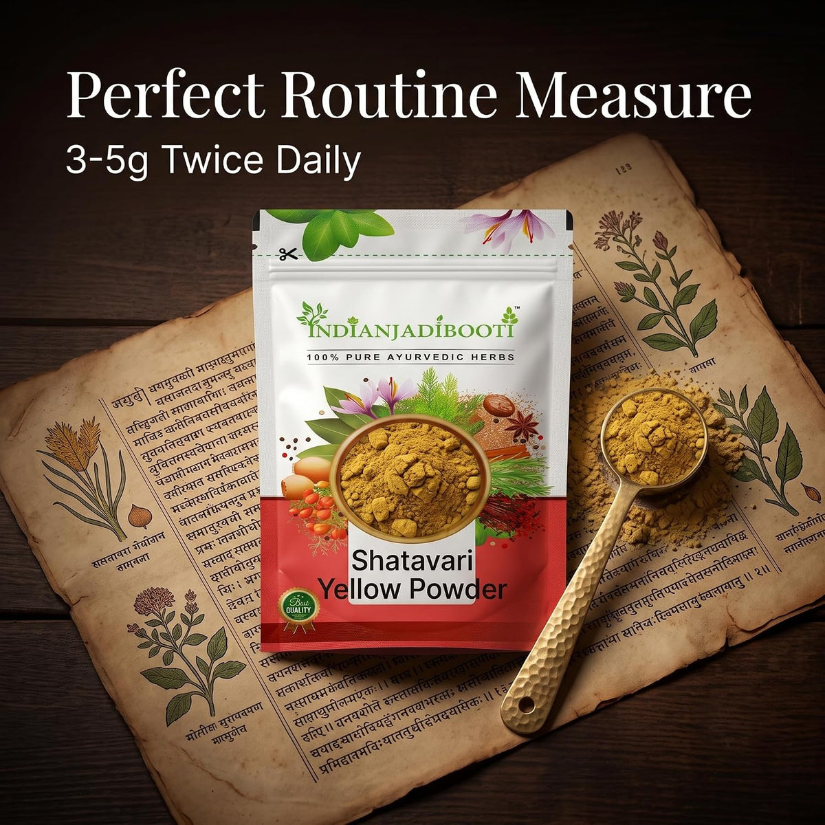 IndianJadiBooti Pure Shatavari Yellow Powder (Asparagus Racemosus) | Traditional Ayurvedic Rasayana for Holistic Female Wellness & Foundational Vitality (100 Grams)