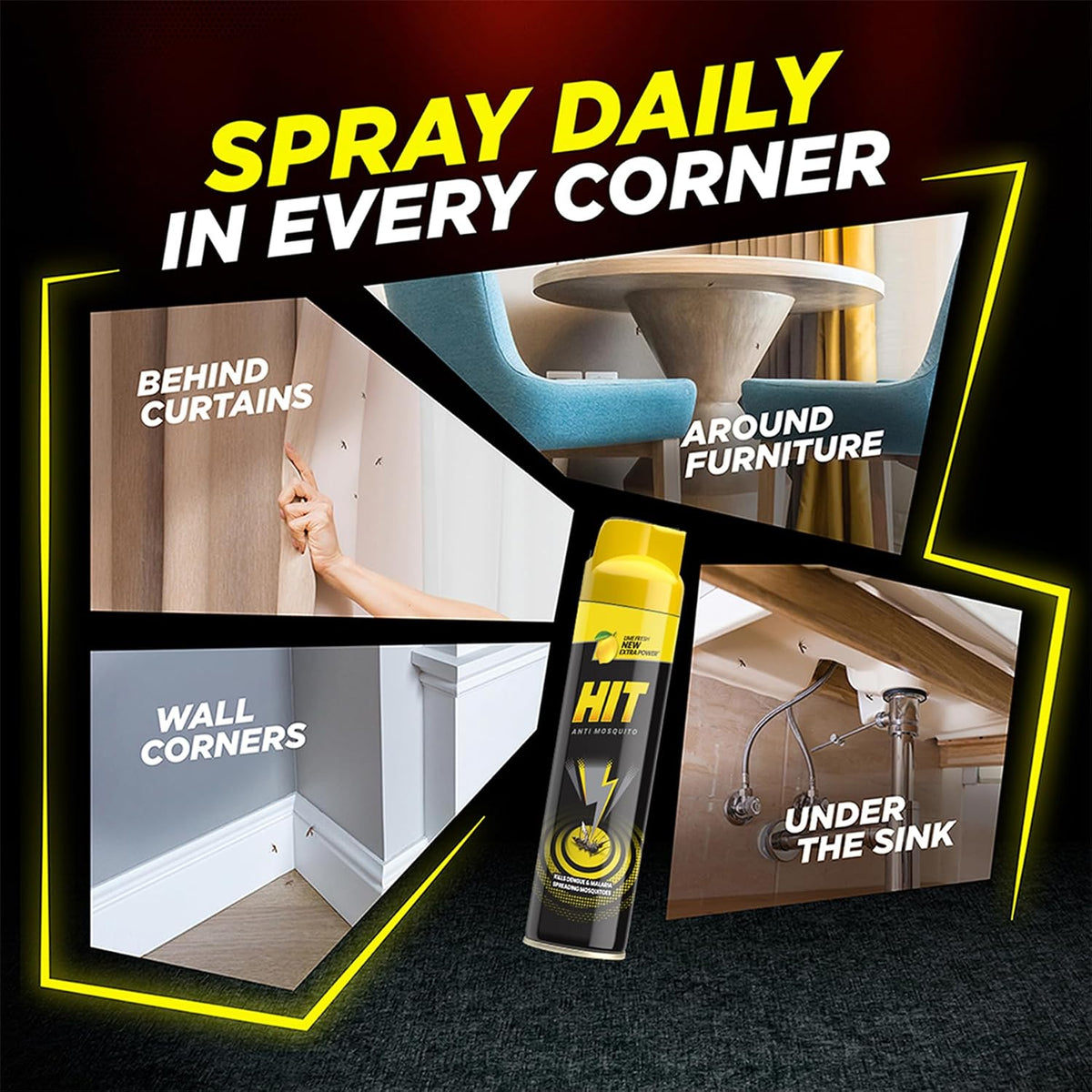 HIT Flying Insect Killer - Mosquito & Fly Killer Spray (700ml) | Lime Fragrance | Instant Kill | Protection from Dengue & Malaria, pack of 1