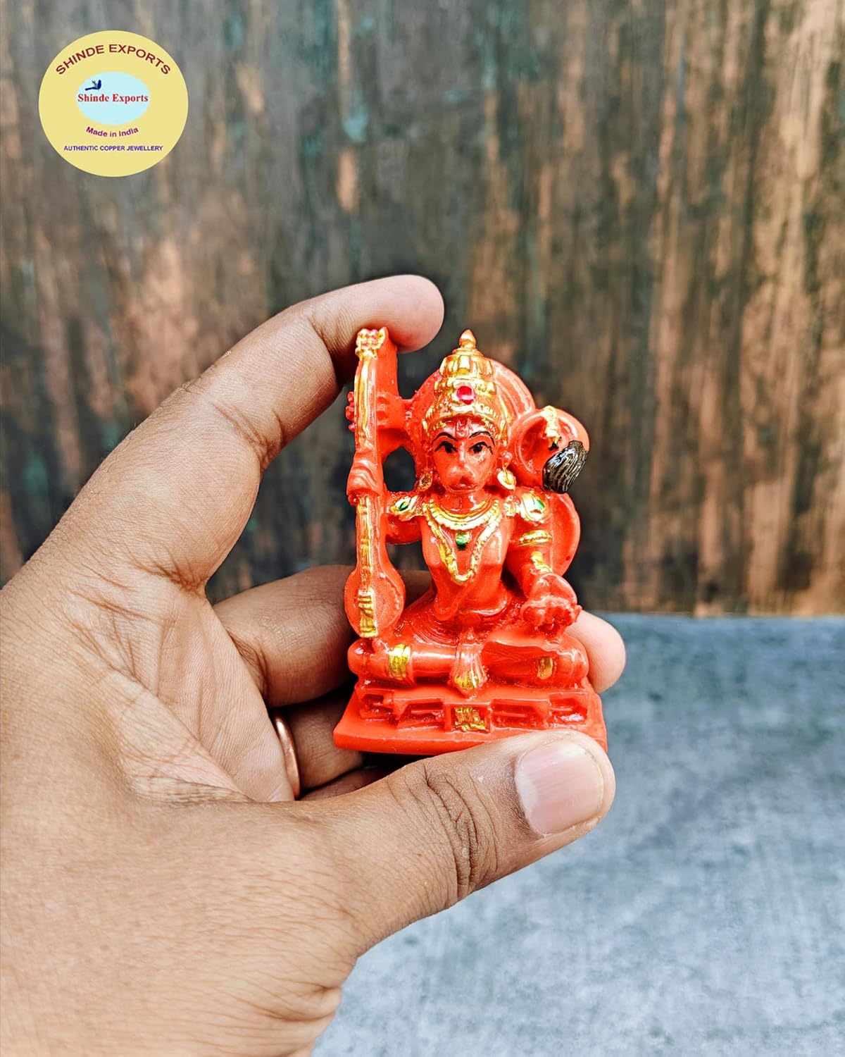 SHINDE EXPORTS Small Size Marble Hanuman Idol murti for car Dashboard Home puja (Sitting Hanuman)