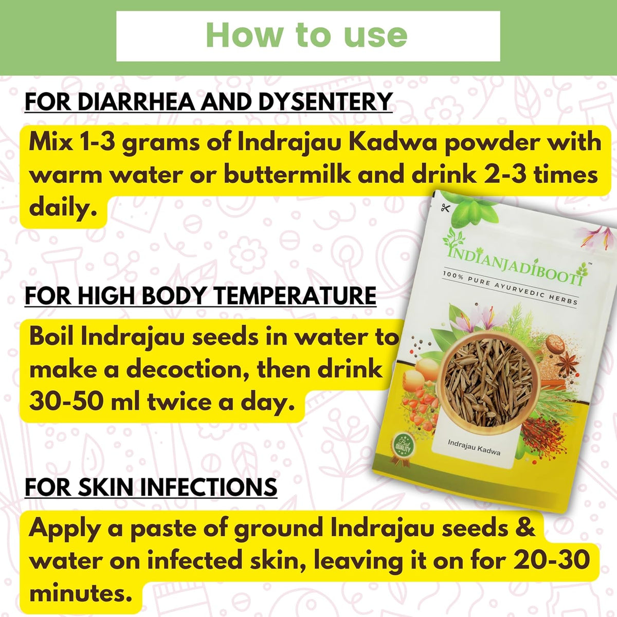 IndianJadiBooti Indrajau Kadwa,Holarrhena Pubescens | Bitter Inderjau Seeds for Healthy Sugar Levels & Digestion | Natural Kutaj Beej for Detox & Madhumeha | Raw & Pure - 100g