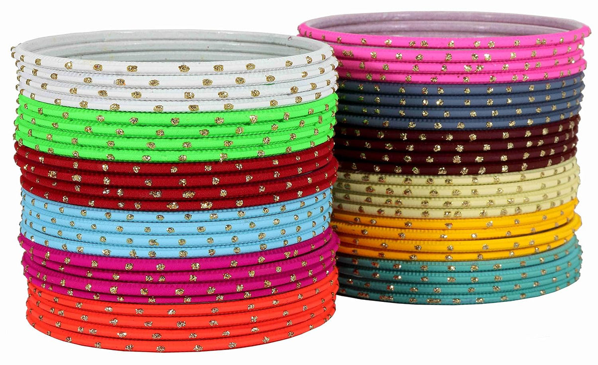 NMII Non-Precious Metal Base Metal with Polka Dots Glossy finished Bangle Set For Women and Girls