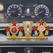 YaaNatural Yaa Catchy Lord Balaji Double-Sided Idol for Car Dashboard & Home Decor Gold Finish Venkateswara Face Statue | Spiritual Gift, Pooja & Office Idol (Double Side Shanku Chakra Namam)
