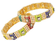 NMII Metal with Kundan and Pearl Studded Traditional Design Kada Set For Women and Girls