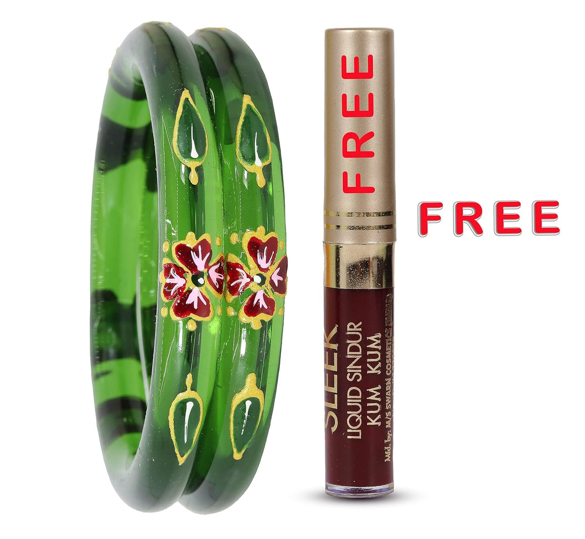 NMII Traditional Glass With Diamond Cutting Pattern Glossy Finished Stylish Kada Set For Women And Girls | Crystal Glass Kada Bangles Set For Wedding, Festive