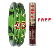 NMII Traditional Glass With Diamond Cutting Pattern Glossy Finished Stylish Kada Set For Women And Girls | Crystal Glass Kada Bangles Set For Wedding, Festive