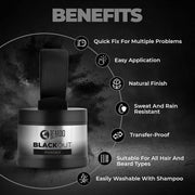 Beardo Blackout Hair Powder 4g - Black | Root Touch Up for Grey Hair | Instantly Covers Grey Roots, Beard Patches & Bald Spots | Thick Black Fiber Hairline Powder | Highly Pigmented, Long-Lasting & Matte Finish | Super-Fine Cover-up