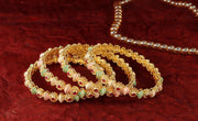 NMII Traditional Gold Plated Metal with Red Zircon GemStone Bangles Set For Girls & Women | Premium Rajwadi Kangan Set | Girl's Bangles Bracelet | Stylish Kada For Women