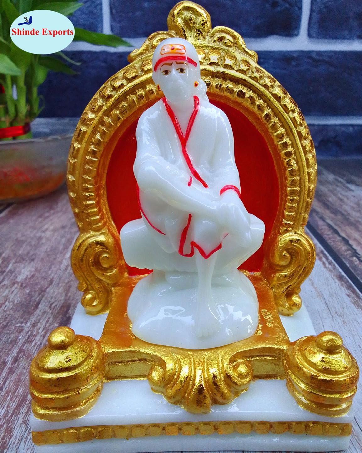 SHINDE EXPORTS Big Size White shirdi saibaba Marble Idol for Pooja Room Statue murti Home Murty 5 inches.