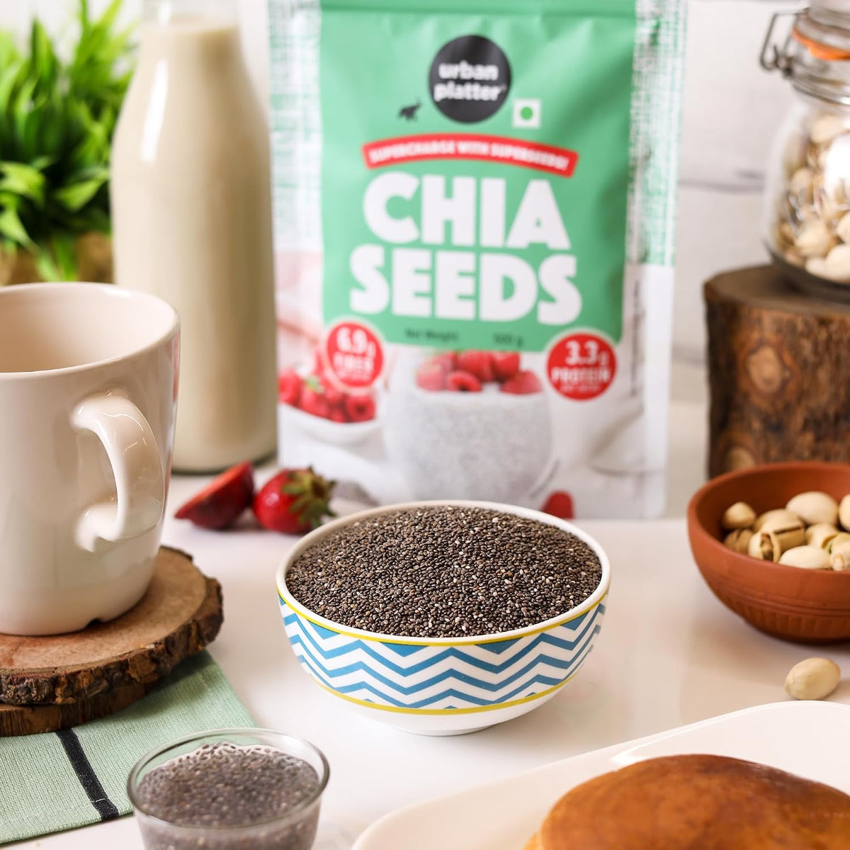 Urban Platter Black Chia Seeds, 1kg (Rich in Omega-3, Fibre & Protein | Superfood)