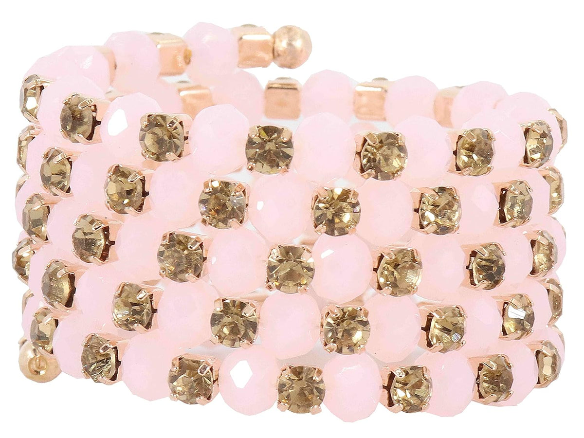 NMII Acrylic with Golden Diamond Stone & Pearls Adorned Free-Size Crystal Bracelet For Women & Girls | Stylish Bracelet For Girls | Beads Bracelet | Golden Fashion Jewellery