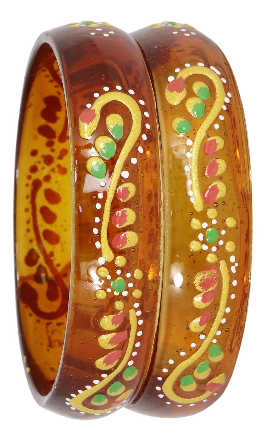 NMII Diamond Glass Bangles Crystal Kada Set For Women & Girls Adorned with Golden Zircon Stones | Trending Girls Bangles Bracelet | Transparent Chudi Kangan For Wedding, Party, Daily, Ethnic- Set of 2