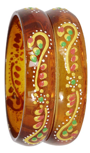NMII Diamond Glass Bangles Crystal Kada Set For Women & Girls Adorned with Golden Zircon Stones | Trending Girls Bangles Bracelet | Transparent Chudi Kangan For Wedding, Party, Daily, Ethnic- Set of 2
