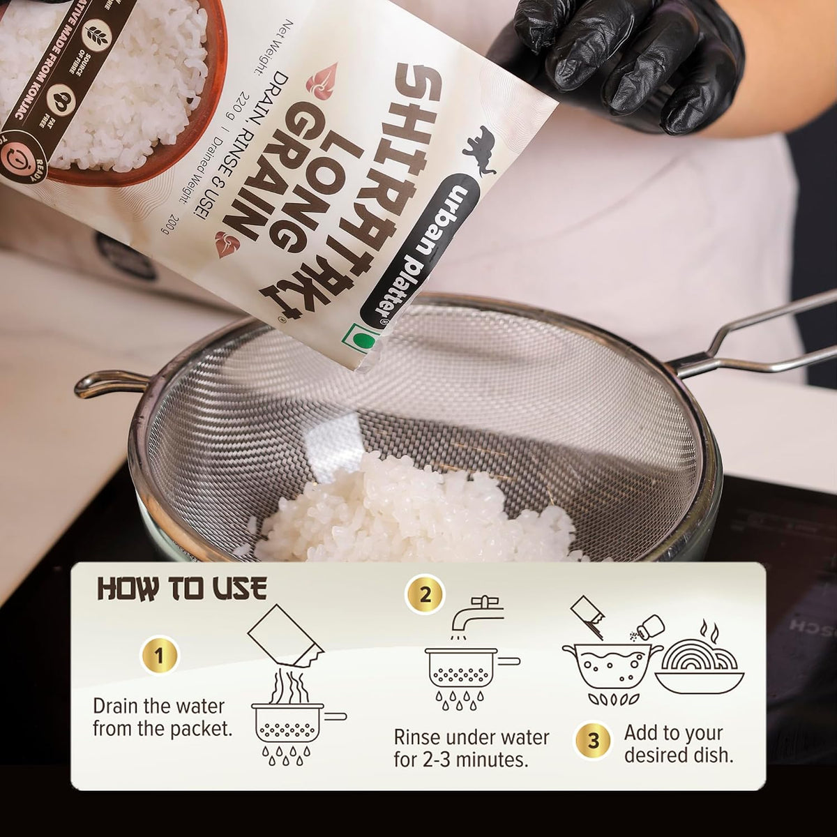 Urban Platter Shirataki Long-Grain Rice, 220g (Keto-Friendly, Low-Carb, Low-Calories, Fat-Free, Gluten-Free, Konjac Miracle Rice)