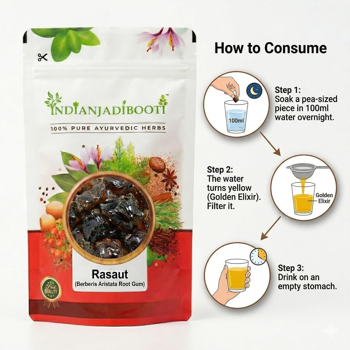 IndianJadiBooti Rasaut (Berberis aristata Root Gum) – Natural Ayurvedic Herbal Extract for Health & Wellness | 250 Grams