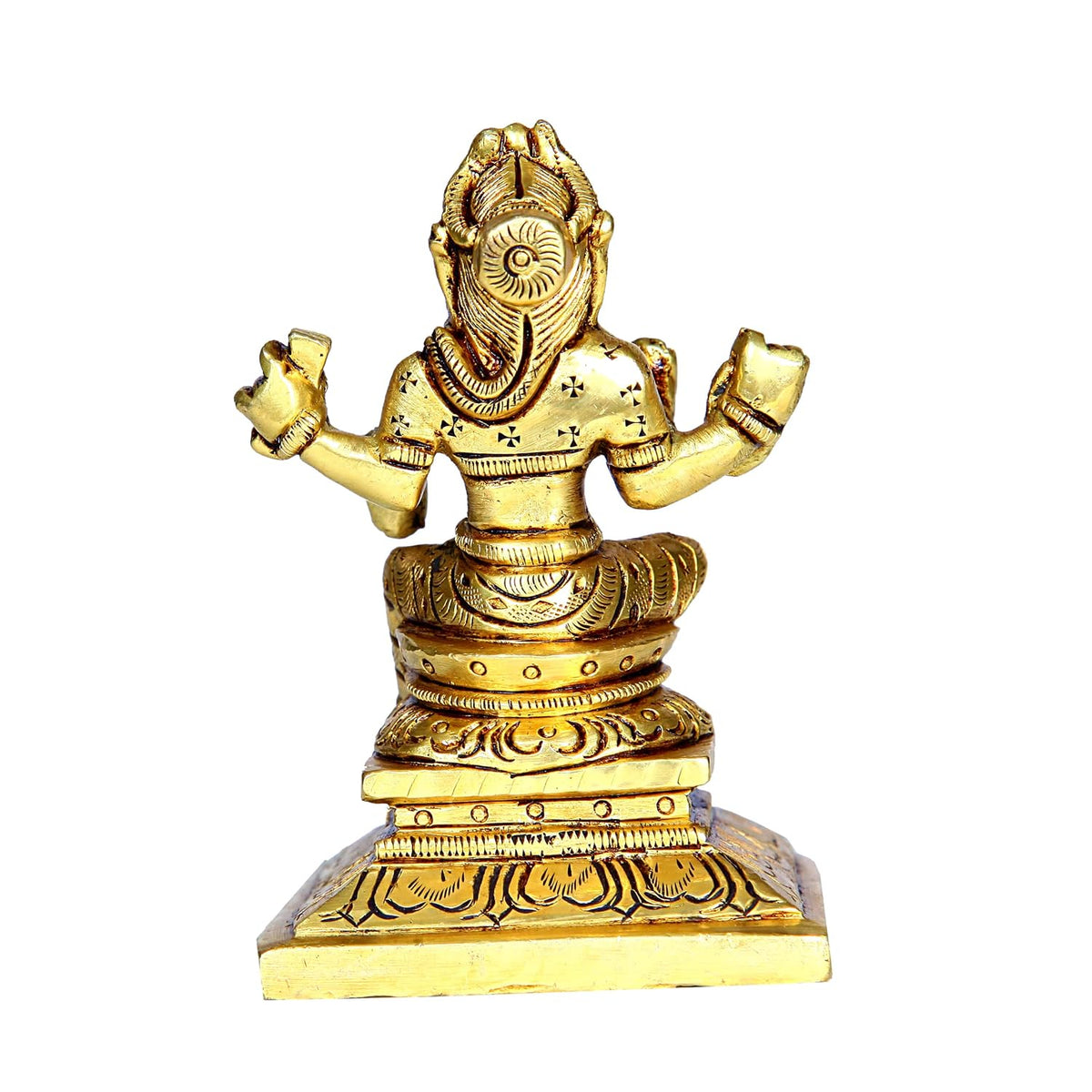 Aalayam Selveer Balambigai Statue Small | Bala Tripura Sundari Idol Square Base | Balambika Idol Brass 9cm Height Brass Gold Colour 1 Piece
