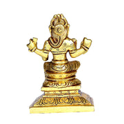Aalayam Selveer Balambigai Statue Small | Bala Tripura Sundari Idol Square Base | Balambika Idol Brass 9cm Height Brass Gold Colour 1 Piece