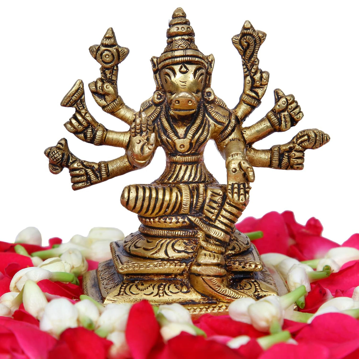 Aalayam Selveer Varahi Amman Statue | Varahi Amman Silai | Varahi Amman Brass Statue 9cm Height Brass Gold Colour 1 Piece