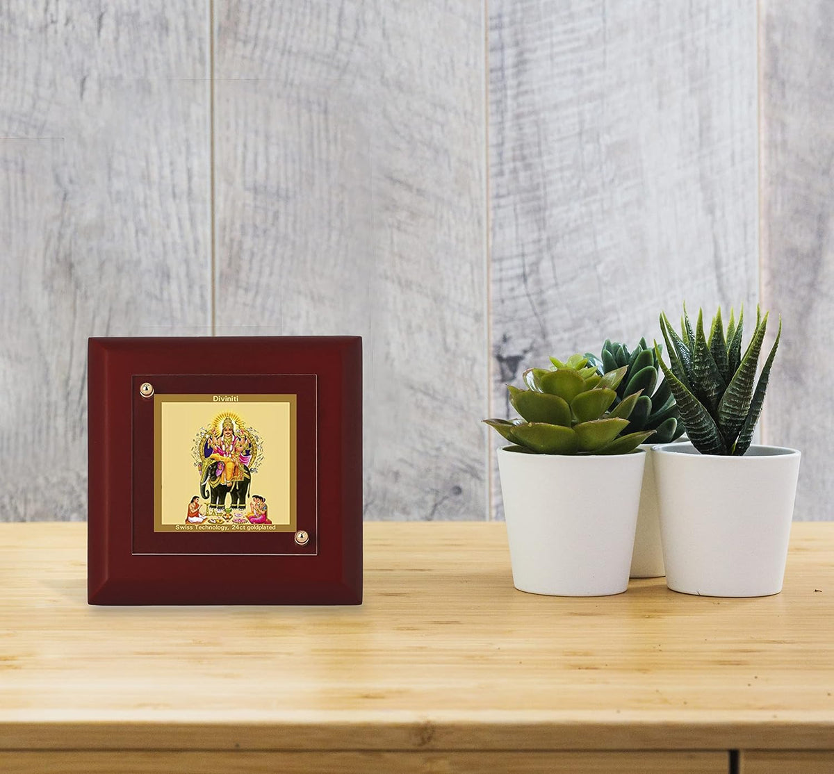 DIVINITI Lord Vishwakarma 24K Gold Plated MDF Photo Frame|Premium Religious Table Top Frame for Home, Office & Prayer Room|Luxury Spiritual Gift Item for Housewarming, Festive Gifting|10 x 10 CM