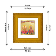 DIVINITI Lakshmi & Ganesha Gold Plated Wall Photo Frame, Table Décor| DG Frame 101 Size 1A and 24K Gold Plated Foil| Religious Photo Frame Idol For Pooja, Gifts Items (10 CM X 10 CM)
