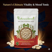 IndianJadiBooti White Kaunch Beej (Mucuna Pruriens/Velvet Bean) – Pure Raw Seeds for Vitality, Muscle Strength & Nervous System Support – Natural Mood Balance (100g)