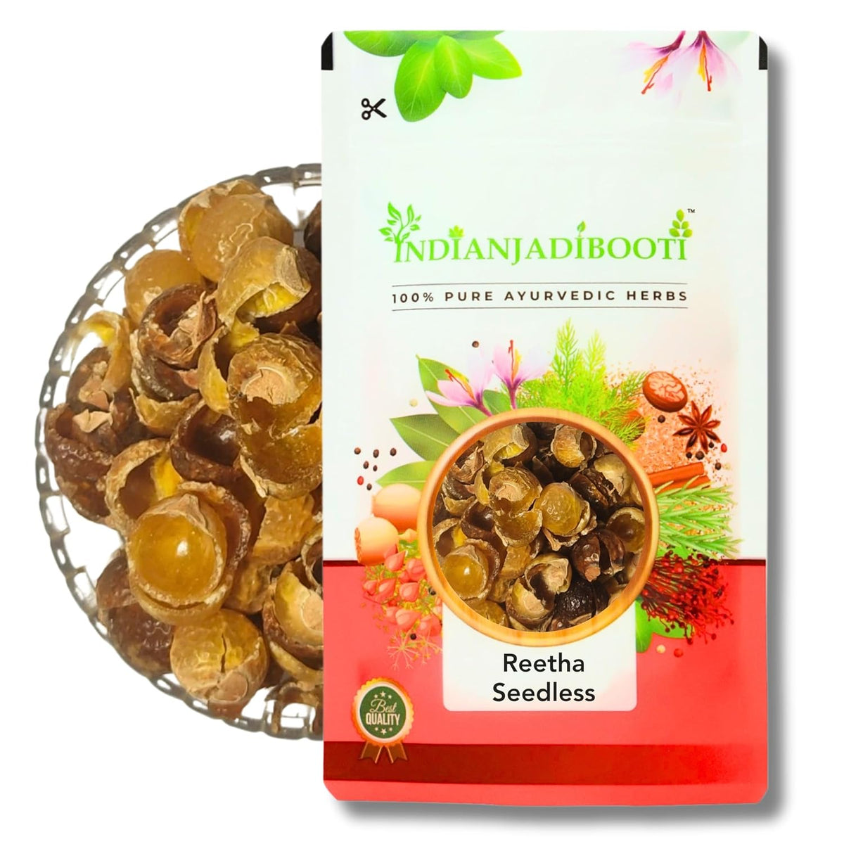 IndianJadiBooti Reetha Seedless | Soap Nut | Soapberry | Wash Nut | Acacia Concinna | Aritha (100 Grams)