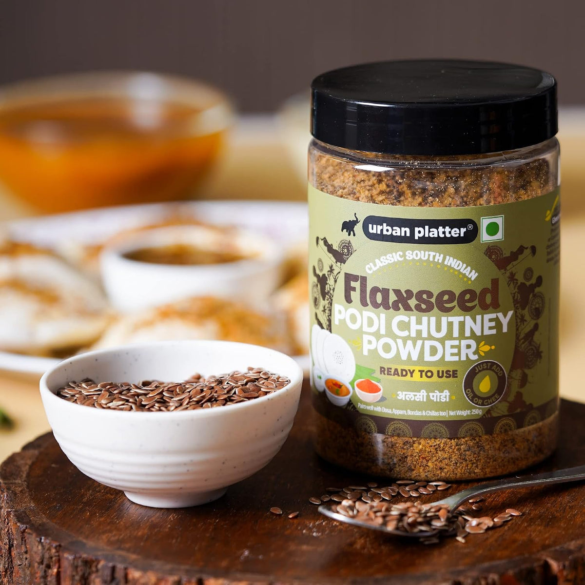 Urban Platter Classic South Indian Flaxseed Podi Chutney Powder, 250g (Ready to use, Just add ghee or Oil)