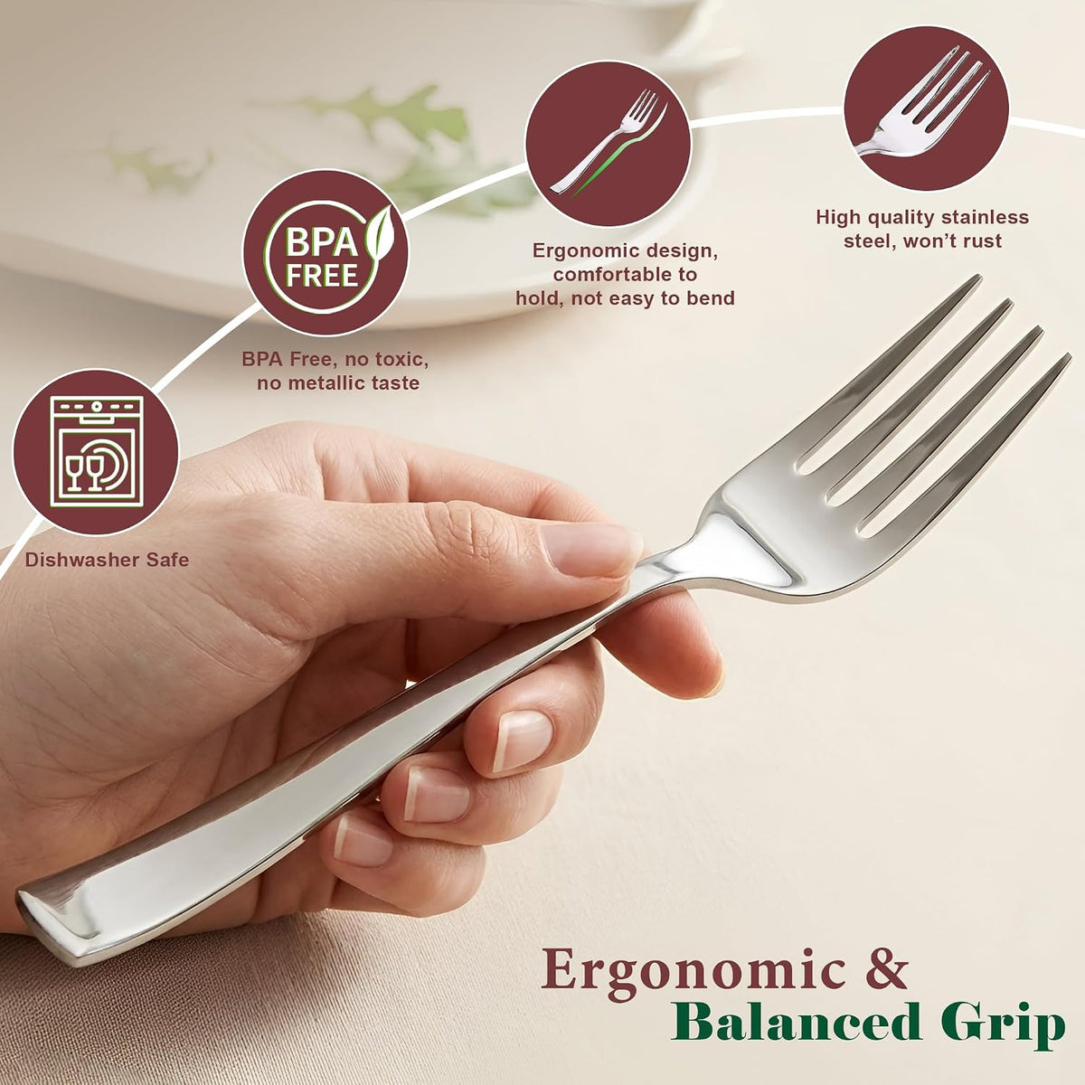 Parage 12 Pieces Stainless Steel Dinner Forks Set for Home & Kitchen, 15.5 cm Long, Fruit Fork for Dining Table, Dining Tableware Cutlery Set, Silver